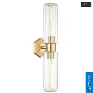 Hudson Valley Lighting Roebling 2-light Aged Brass Wall Sconce, Clear Glass. NIB